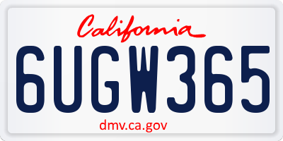CA license plate 6UGW365