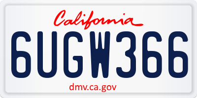 CA license plate 6UGW366
