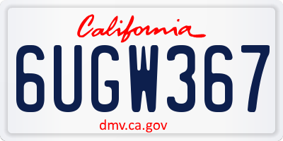CA license plate 6UGW367
