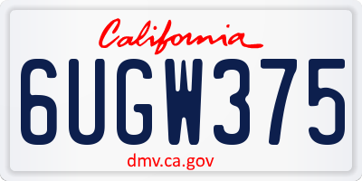 CA license plate 6UGW375