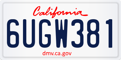 CA license plate 6UGW381