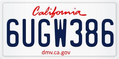 CA license plate 6UGW386