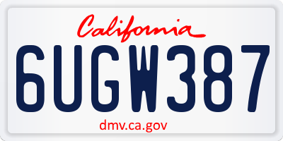 CA license plate 6UGW387
