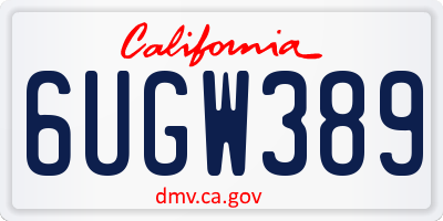 CA license plate 6UGW389