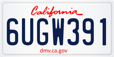 CA license plate 6UGW391