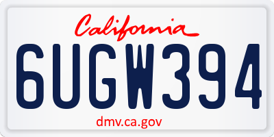 CA license plate 6UGW394