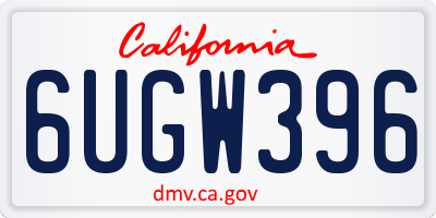 CA license plate 6UGW396