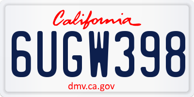CA license plate 6UGW398