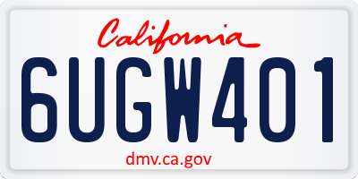 CA license plate 6UGW401