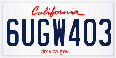 CA license plate 6UGW403