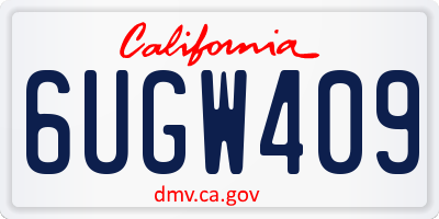 CA license plate 6UGW409