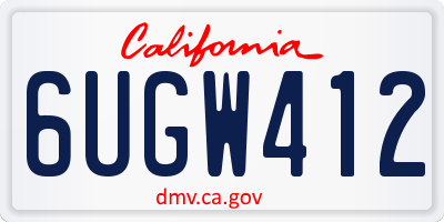CA license plate 6UGW412