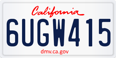 CA license plate 6UGW415