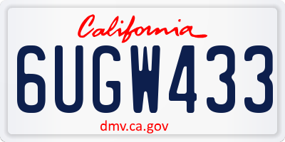 CA license plate 6UGW433