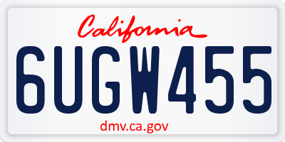 CA license plate 6UGW455
