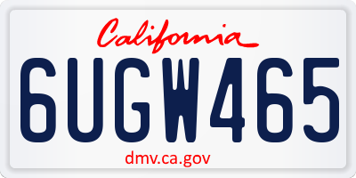 CA license plate 6UGW465