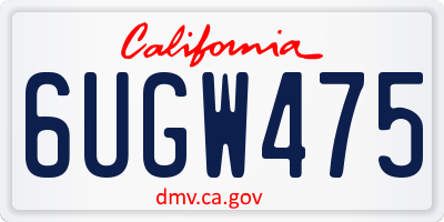 CA license plate 6UGW475
