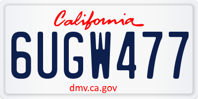 CA license plate 6UGW477