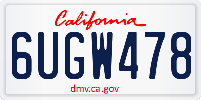 CA license plate 6UGW478
