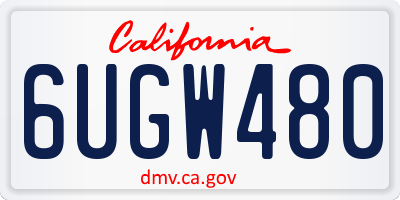 CA license plate 6UGW480