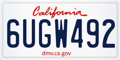 CA license plate 6UGW492