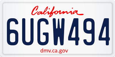 CA license plate 6UGW494