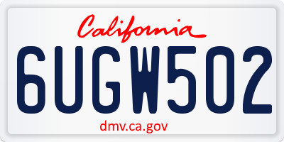CA license plate 6UGW502
