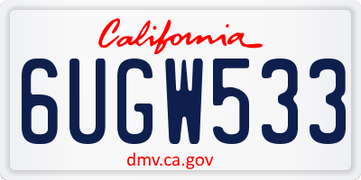 CA license plate 6UGW533