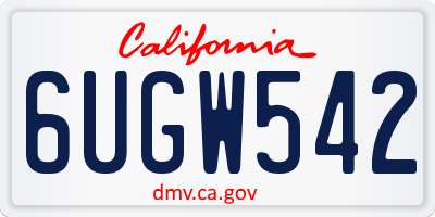 CA license plate 6UGW542