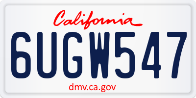 CA license plate 6UGW547