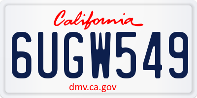CA license plate 6UGW549