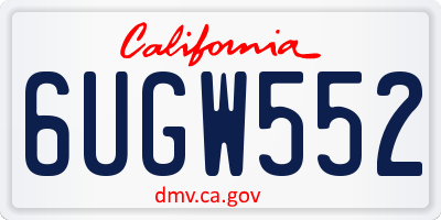 CA license plate 6UGW552