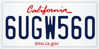 CA license plate 6UGW560