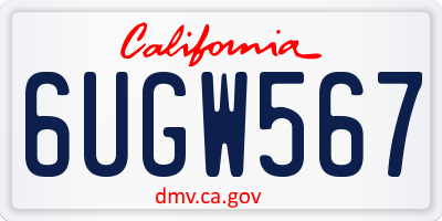 CA license plate 6UGW567