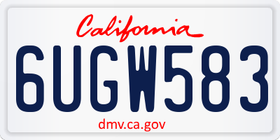 CA license plate 6UGW583