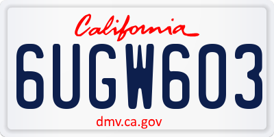 CA license plate 6UGW603