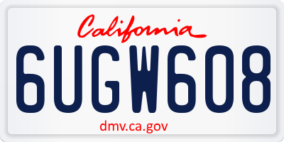 CA license plate 6UGW608