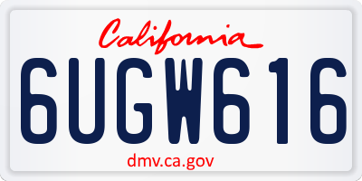 CA license plate 6UGW616