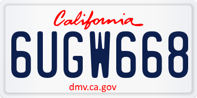 CA license plate 6UGW668