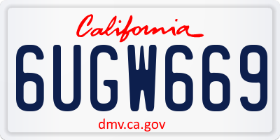 CA license plate 6UGW669