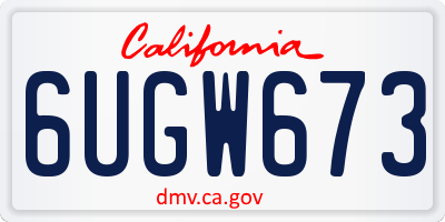 CA license plate 6UGW673