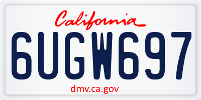 CA license plate 6UGW697