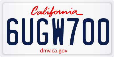 CA license plate 6UGW700