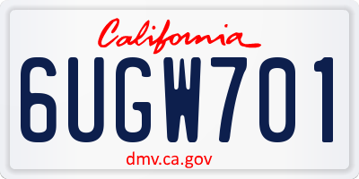 CA license plate 6UGW701