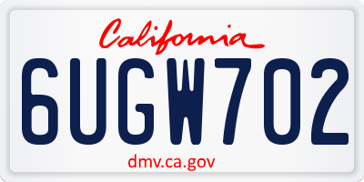 CA license plate 6UGW702