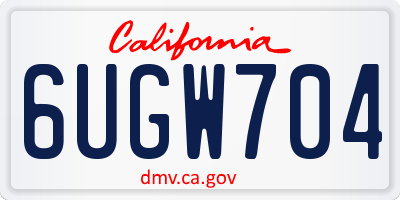 CA license plate 6UGW704
