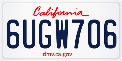 CA license plate 6UGW706