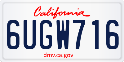 CA license plate 6UGW716