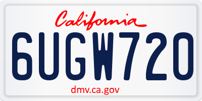 CA license plate 6UGW720