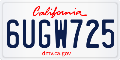CA license plate 6UGW725